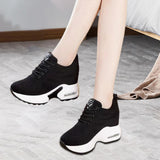 Maxbell Women Sneakers Wedge Shoes for Autumn Walking Ladies Girls 37 black