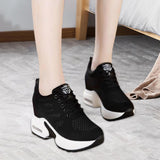 Maxbell Women Sneakers Wedge Shoes for Autumn Walking Ladies Girls 39 black
