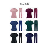 Maxbell Women Nurse Uniform Short Sleeved Top and Pants for Beauty Salon Workwear  XL Pink
