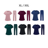 Maxbell Women Nurse Uniform Short Sleeved Top and Pants for Beauty Salon Workwear  XL Pink