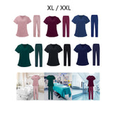 Maxbell Women Nurse Uniform Short Sleeved Top and Pants for Beauty Salon Workwear  XL Pink