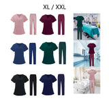 Maxbell Women Nurse Uniform Short Sleeved Top and Pants for Beauty Salon Workwear  XL Pink