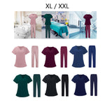 Maxbell Women Nurse Uniform Short Sleeved Top and Pants for Beauty Salon Workwear  XL Pink
