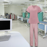 Maxbell Women Nurse Uniform Short Sleeved Top and Pants for Beauty Salon Workwear  XXL Pink