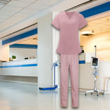 Maxbell Women Nurse Uniform Short Sleeved Top and Pants for Beauty Salon Workwear  XXL Pink