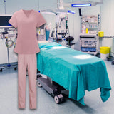 Maxbell Women Nurse Uniform Short Sleeved Top and Pants for Beauty Salon Workwear  XXL Pink