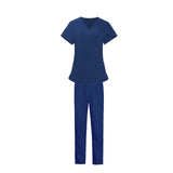 Maxbell Women Nurse Uniform Short Sleeved Top and Pants for Beauty Salon Workwear  XXL Blue