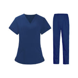 Maxbell Women Nurse Uniform Short Sleeved Top and Pants for Beauty Salon Workwear  XXL Blue