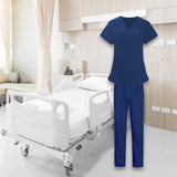 Maxbell Women Nurse Uniform Short Sleeved Top and Pants for Beauty Salon Workwear  XXL Blue