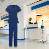 Maxbell Women Nurse Uniform Short Sleeved Top and Pants for Beauty Salon Workwear  XXL Blue