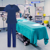 Maxbell Women Nurse Uniform Short Sleeved Top and Pants for Beauty Salon Workwear  XXL Blue