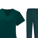 Maxbell Women Nurse Uniform Short Sleeved Top and Pants for Beauty Salon Workwear  XL Green
