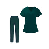 Maxbell Women Nurse Uniform Short Sleeved Top and Pants for Beauty Salon Workwear  XL Green