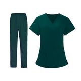 Maxbell Women Nurse Uniform Short Sleeved Top and Pants for Beauty Salon Workwear  XL Green