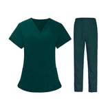 Maxbell Women Nurse Uniform Short Sleeved Top and Pants for Beauty Salon Workwear  XL Green