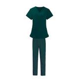 Maxbell Women Nurse Uniform Short Sleeved Top and Pants for Beauty Salon Workwear  XL Green