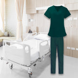 Maxbell Women Nurse Uniform Short Sleeved Top and Pants for Beauty Salon Workwear  XL Green