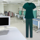 Maxbell Women Nurse Uniform Short Sleeved Top and Pants for Beauty Salon Workwear  XL Green