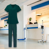 Maxbell Women Nurse Uniform Short Sleeved Top and Pants for Beauty Salon Workwear  XL Green