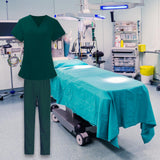 Maxbell Women Nurse Uniform Short Sleeved Top and Pants for Beauty Salon Workwear  XL Green