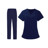 Maxbell Women Nurse Uniform Short Sleeved Top and Pants for Beauty Salon Workwear  XL Navy Blue