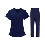 Maxbell Women Nurse Uniform Short Sleeved Top and Pants for Beauty Salon Workwear  XL Navy Blue