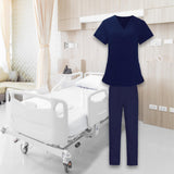 Maxbell Women Nurse Uniform Short Sleeved Top and Pants for Beauty Salon Workwear  XL Navy Blue