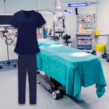 Maxbell Women Nurse Uniform Short Sleeved Top and Pants for Beauty Salon Workwear  XL Navy Blue
