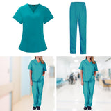 Maxbell Scrubs Set for Women Breathable Scrub Top and Pants Set Nurse Uniform Blue S