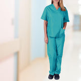 Maxbell Scrubs Set for Women Breathable Scrub Top and Pants Set Nurse Uniform Blue L