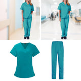 Maxbell Scrubs Set for Women Breathable Scrub Top and Pants Set Nurse Uniform Blue L