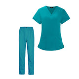 Maxbell Scrubs Set for Women Breathable Scrub Top and Pants Set Nurse Uniform Blue XXL