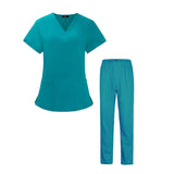 Maxbell Scrubs Set for Women Breathable Scrub Top and Pants Set Nurse Uniform Blue XXL