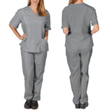 Maxbell Scrubs Set for Women Breathable Scrub Top and Pants Set Nurse Uniform Gray M
