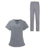 Maxbell Scrubs Set for Women Breathable Scrub Top and Pants Set Nurse Uniform Gray L