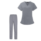 Maxbell Scrubs Set for Women Breathable Scrub Top and Pants Set Nurse Uniform Gray XL