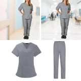 Maxbell Scrubs Set for Women Breathable Scrub Top and Pants Set Nurse Uniform Gray XL