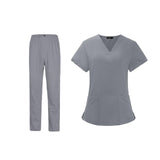 Maxbell Scrubs Set for Women Breathable Scrub Top and Pants Set Nurse Uniform Gray XXL