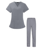 Maxbell Scrubs Set for Women Breathable Scrub Top and Pants Set Nurse Uniform Gray XXL