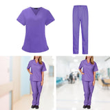 Maxbell Scrubs Set for Women Breathable Scrub Top and Pants Set Nurse Uniform Purple M
