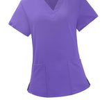 Maxbell Scrubs Set for Women Breathable Scrub Top and Pants Set Nurse Uniform Purple L