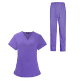 Maxbell Scrubs Set for Women Breathable Scrub Top and Pants Set Nurse Uniform Purple XL