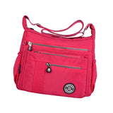 Maxbell Nylon Handbag Casual Tote Bag Adjustable Strap Womens Shoulder Bag Pouch Rose Red
