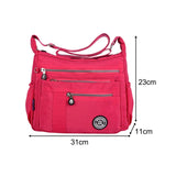Maxbell Nylon Handbag Casual Tote Bag Adjustable Strap Womens Shoulder Bag Pouch Rose Red