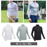 Maxbell Golf Men Ice Silk Shirt Golf Bottoming Shirts Sunscreen Tops for Golfing White M