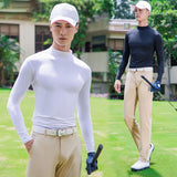 Maxbell Golf Men Ice Silk Shirt Golf Bottoming Shirts Sunscreen Tops for Golfing White M