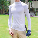 Maxbell Golf Men Ice Silk Shirt Golf Bottoming Shirts Sunscreen Tops for Golfing White XXL