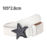 Maxbell Women PU Leather Belt 1.1inch Width Versatile Ladies Waist Belt for Jeans White