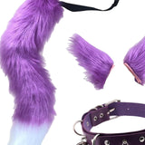 Maxbell Faux Ears and Tail Set Cosplay Costume for Halloween Performance Gift Violet