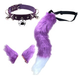 Maxbell Faux Ears and Tail Set Cosplay Costume for Halloween Performance Gift Violet